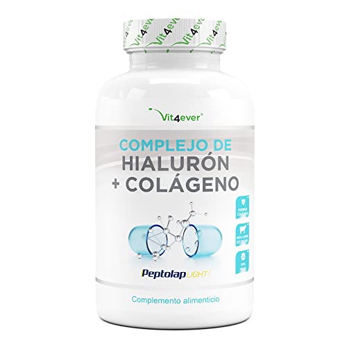 Complejo de colágeno con ácido hialurónico - 240 cápsulas - Premium: Con biotina bioactiva, selenio, zinc, vitamina C natural de la acerola y silicio del bambú