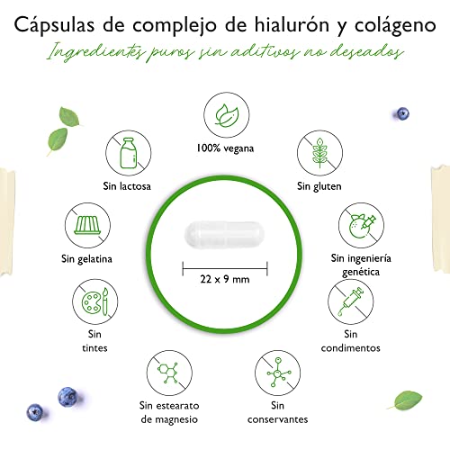 Complejo de colágeno con ácido hialurónico - 240 cápsulas - Premium: Con biotina bioactiva, selenio, zinc, vitamina C natural de la acerola y silicio del bambú