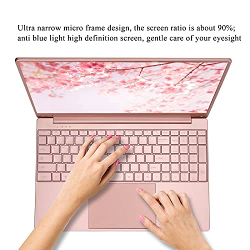 Computadora Portátil de 15,6 Pulgadas, Hermosa Computadora Portátil Rosa Full HD, Sistema Win11 con 16 GB de RAM, Huella Digital, Almacenamiento de 128 GB, 256 GB, 512 GB, 1 TB, Teclado(16+256G-UE)