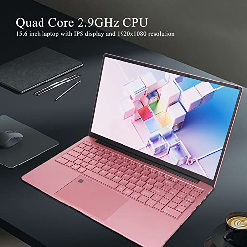 Computadora Portátil Rosa, CPU de Cuatro Núcleos Computadora Portátil de 15.6 Pulgadas Rosa 16GB RAM 512GB ROM Pantalla IPS Pantalla IPS con Resolución de 1920x1080 CPU de Cuatro Núcleos(16+512G)