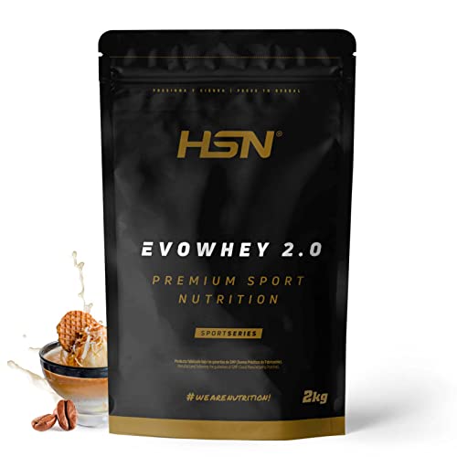 Concentrado de Proteína de Suero de HSN Evowhey Protein 2.0 | Sabor Café con Helado de Vainilla 2 Kg = 67 Tomas por Envase | Whey Protein Concentrate | No-GMO, Vegetariano, Sin Gluten ni Soja