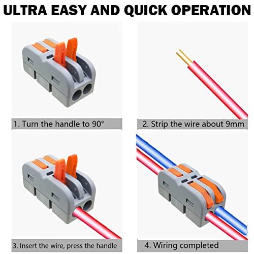 Conectores Eléctricos, CESFONJER 14 Piezas SPL-2M Conector Rapido, Conectores de cables compactos, Bornes de Conexion Electrica, Combinación de libertad (Mini estilo)