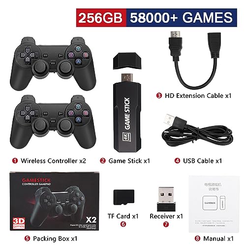 Consola de Videojuegos ARVALOLET HD 4K, más de 58000 Juegos, Consola de Juegos Retro inalámbrica, Consola de Videojuegos portátil con Carga USB, 9 emuladores Integrados para niños y niñas