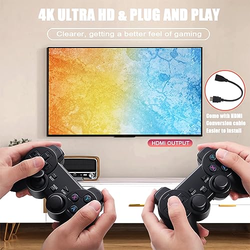 Consola de Videojuegos ARVALOLET HD 4K, más de 58000 Juegos, Consola de Juegos Retro inalámbrica, Consola de Videojuegos portátil con Carga USB, 9 emuladores Integrados para niños y niñas