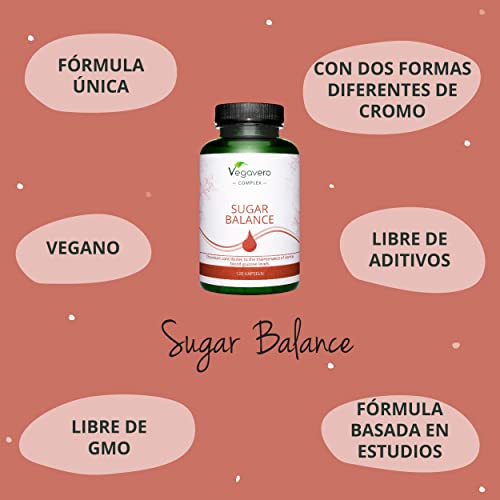 CONTROL DE GLUCOSA | Picolinato de CROMO LYNSIDE® | 120 Cápsulas | Blood Sugar | Canela Ceylan + Gymnema Silvestre + Bitter Melon | Para 4 Meses | Vegano & Sin Aditivos | Vegavero®