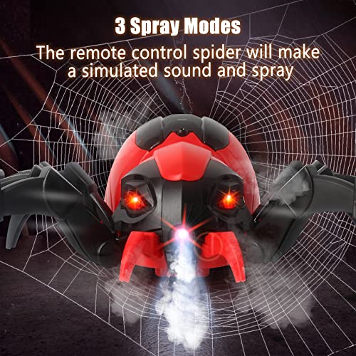 Control Remoto Spider Juguetes para niños - Arañas RC Reales, Efectos Musicales, Luces led, Juguetes para 3 4 5 6 7 8 9 10 11 12 años niños/niñas, Regalo de cumpleaños de Halloween