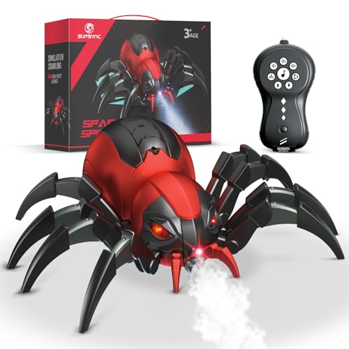 Control Remoto Spider Juguetes para niños - Arañas RC Reales, Efectos Musicales, Luces led, Juguetes para 3 4 5 6 7 8 9 10 11 12 años niños/niñas, Regalo de cumpleaños de Halloween