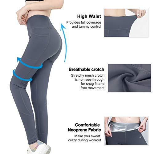 COODAY Pantalones de pérdida de Peso, de Sauna, de Neopreno, para Mujer, térmicos, adelgazantes, térmicos, para Sauna, (XL, Gris)