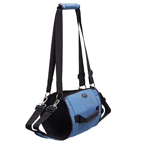 Coodeo Eslinga de Transporte para Perros, Mochila de Emergencia, Soporte para Las Piernas de Las Mascotas Y Arnés de Elevación para Perros de Rehabilitación para Cortar Las Uñas (XL, Azul)