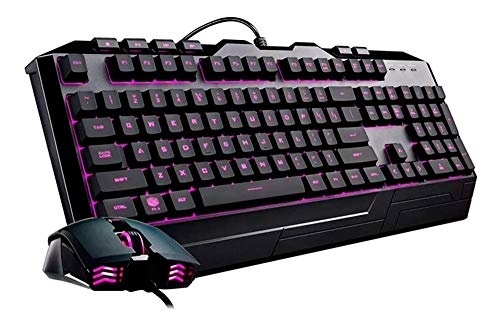 Cooler Master Devastator 3 Combo-Teclado & Ratón Gaming MM110,Interruptores Membrana Retroiluminación de 7 Colores LED,Teclas Específicas Multimedia,Reposamuñecas -QWERTY Layout US Internacional