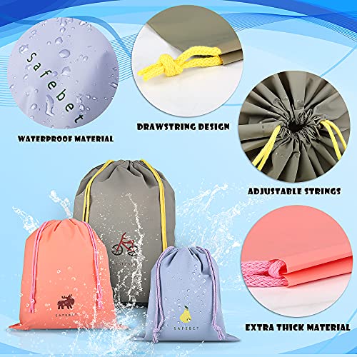 Coolzon 8 Pcs Bolsa Impermeable con Cordón, Bolso Cuerdas Infantil Para Ropa Zapatos Playa Natación Viaje Gimnasio, Bolsas de Almacenamiento Mochilas de Cuerdas 8 Patrones 3 Tamaños