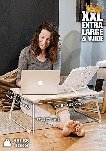 Cooper Mega Table [XXL Extra Larga] Escritorio Plegable Portátil, Sofá, Mesa de Cama | Cajón, Soporte para Libro y Espacio para Las Piernas, Negro