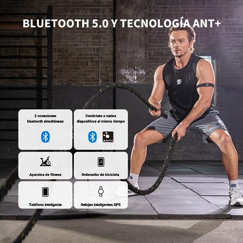 COOSPO HW9 Pulsómetros Banda Frecuencia Cardiaca Bluetooth5.0 Ant+ con Memoria Sensor LED, HRV Zona IP67 Impermeable Rechargeable Heart Rate Monitor Bracelet Compatible con Wahoo Strava Polar