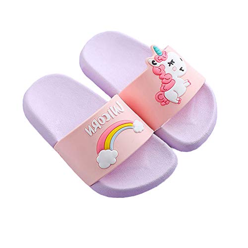 Coralup - Sandalias de unicornio para niños y niñas, antideslizantes, para playa, verano, para la piscina, zapatos violáceo, Talla UK 13.5 Niños, 30-31 (tamaño del fabricante)