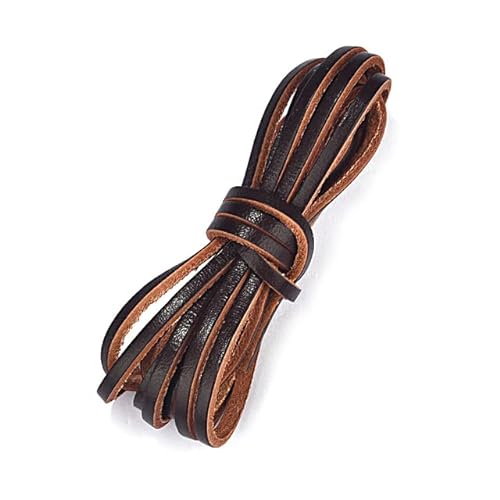 Cordón de Cuero Genuino Retro de 2 Metros, Pulseras de Cuerda de Cuero de Vaca de Hilo Plano de 3/4/5mm, Accesorios para Hacer joyería DIY