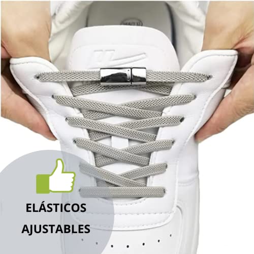 Cordones Elasticos Sin Atar - Cordones Ajustables Resistentes con Cierres Magneticos - Aptos en Zapatos y Zapatillas - Para Niños y Adultos (Negro)