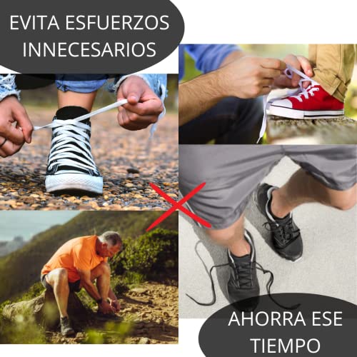 Cordones Elasticos Sin Atar - Cordones Ajustables Resistentes con Cierres Magneticos - Aptos en Zapatos y Zapatillas - Para Niños y Adultos (Negro)