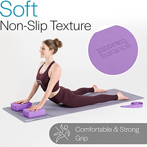 Core Balance Set Bloque Espuma Yoga Con Correa - Ladrillo Soporte De Yoga Pilates. Alta Densidad, Resistente, Firme, Ligero - Correa Algodón Con Hebilla D GRATIS, 5 colores