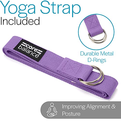 Core Balance Set Bloque Espuma Yoga Con Correa - Ladrillo Soporte De Yoga Pilates. Alta Densidad, Resistente, Firme, Ligero - Correa Algodón Con Hebilla D GRATIS, 5 colores