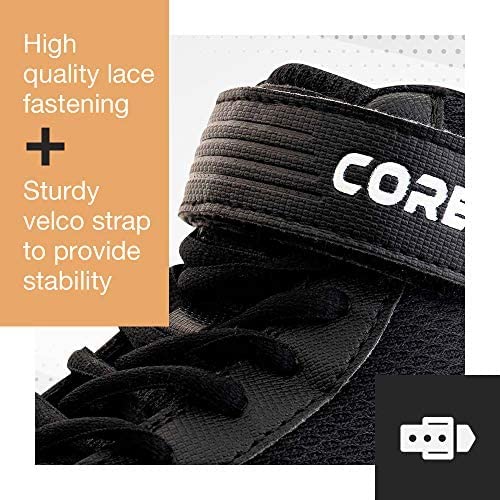 CORE Botas de Lucha para Hombre, Mujer y niños, Antideslizantes Zapatillas de Lucha Libre, para Deportes de Combate, Wrestling Shoes, Crossfit y Levantamiento de Pesas, Negro, Talla 32 EU