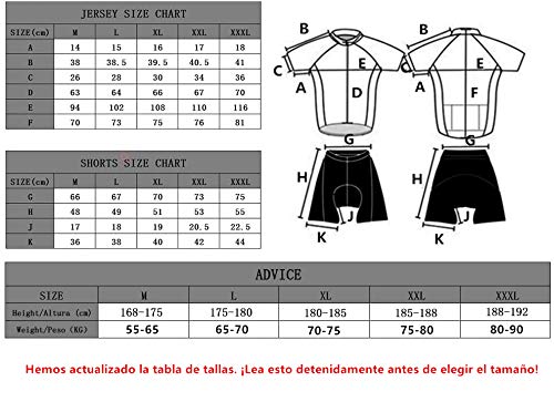 Cornasee Ropa Ciclismo Verano para Hombre Ciclismo Maillot y Culotte Pantalones Cortos (Enrejado,L)