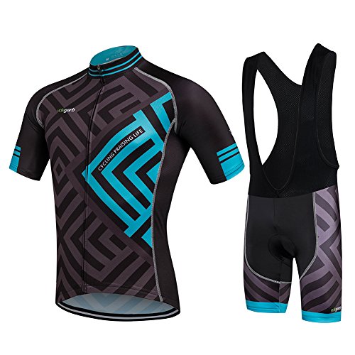 Cornasee Ropa Ciclismo Verano para Hombre Ciclismo Maillot y Culotte Pantalones Cortos (Enrejado,L)