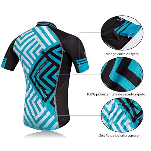 Cornasee Ropa Ciclismo Verano para Hombre Ciclismo Maillot y Culotte Pantalones Cortos (Enrejado,L)