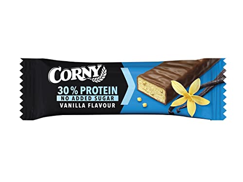 Corny Protein Barritas con Vainilla recubiertas de Chocolate con 30% de Proteína y Sin Azúcares Añadidos 18 x 50 g