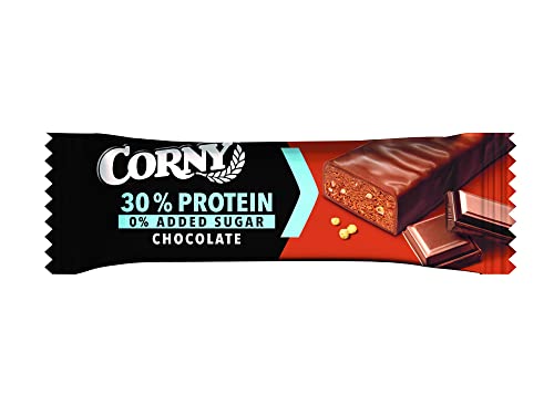 Corny - Protein Chocolate Barritas Proteicas con Chocolate, con 30% de Proteínas, 0% Azúcares Añadidos, Ayudan al Desarrollo y Recuperación de la Masa Muscular - Pack de 18x50 g