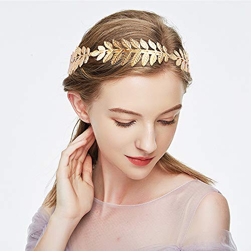 Corona de hojas romanas, Diadema de hoja dorada estilo griego corona de pelo nupcial para el Cabello Boda Tiara Nupcial Brillante Accesorios para el Cabello