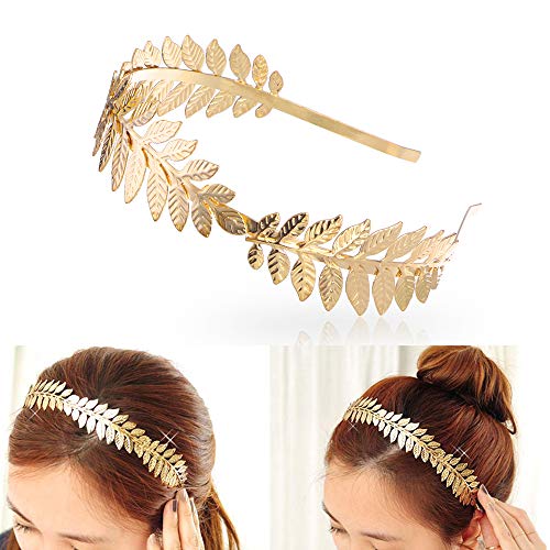 Corona de hojas romanas, Diadema de hoja dorada estilo griego corona de pelo nupcial para el Cabello Boda Tiara Nupcial Brillante Accesorios para el Cabello