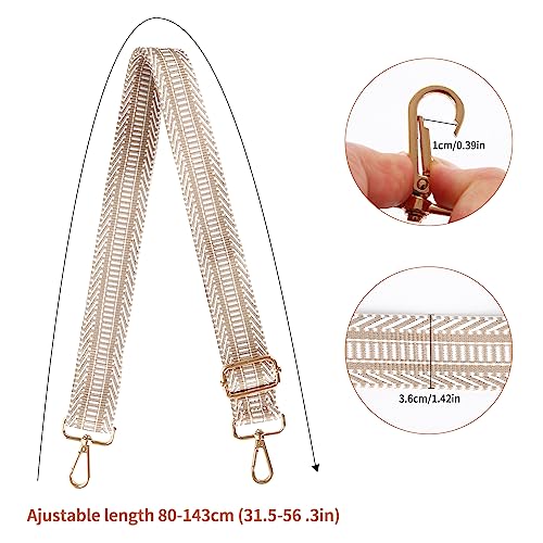 Correa ancha para el hombro Correas de recambio para bolsos Correa de repuesto ajustable con ganchos giratorios de metal Correa de hombro estilo étnico Correa para Bolso Crossbody (caqui)