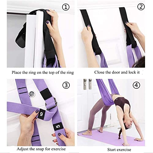 Correa de estiramiento de yoga, altura ajustable, cintura baja, músculos abdominales para yoga, ballet, danza y niñas (morado)