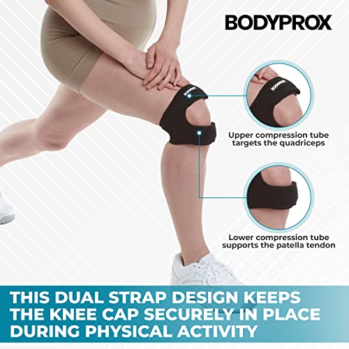 Correa de soporte del tendón rotuliano (grande), correa de neopreno ajustable para aliviar el dolor de rodilla de correr, artritis, saltar, recuperación de lesiones de tenis, L