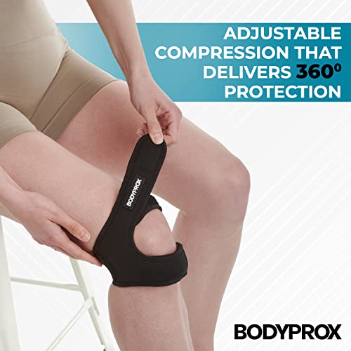 Correa de soporte del tendón rotuliano (grande), correa de neopreno ajustable para aliviar el dolor de rodilla de correr, artritis, saltar, recuperación de lesiones de tenis, L