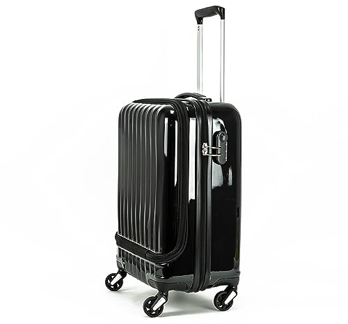 COSHANO Maleta Equipaje de Mano Cabina Trolley de Viaje Avion Viajar, aptas para Ryanair Vueling etc 4 Ruedas giratorias Abertura Frontal y Lateral (Negro)