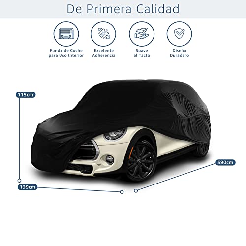 Cosmos - Funda de Coche para Uso Interior compatible con los principales Coches de Ciudad, Tejido Elástico, Transpirable y Antipolvo, Suave al Tacto, Ajuste Perfecto, Negro