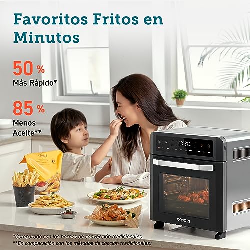 COSORI Freidora de Aire 12L, 11 Multifunciones, Air Fryer con Doble Resistencia 30-220°C, 7 Accesorios, 50+ Recetas, Ventana, Freidora sin Aceite y Horno de Sobremesa, Pantalla Táctil LED, 1800W