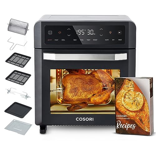 COSORI Freidora de Aire 12L, 11 Multifunciones, Air Fryer con Doble Resistencia 30-220°C, 7 Accesorios, 50+ Recetas, Ventana, Freidora sin Aceite y Horno de Sobremesa, Pantalla Táctil LED, 1800W