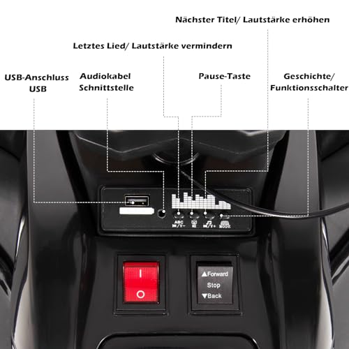 COSTWAY 12 V Quadro eléctrico para niños con espacio de almacenamiento, mini quad eléctrico con luces LED, 6 ruedas para niños, 3-6 km/h, coche eléctrico para niños a partir de 3 años (negro)