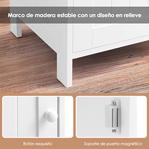 COSTWAY Armario para Baño, Mueble Multifuncional con Puerta Individual y Repisa Regulable, Organizador, Despensa para Casa Salón Dormitorio Oficina (Blanco)