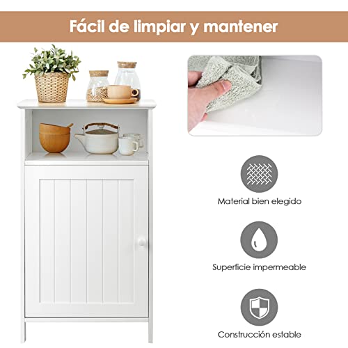 COSTWAY Armario para Baño, Mueble Multifuncional con Puerta Individual y Repisa Regulable, Organizador, Despensa para Casa Salón Dormitorio Oficina (Blanco)