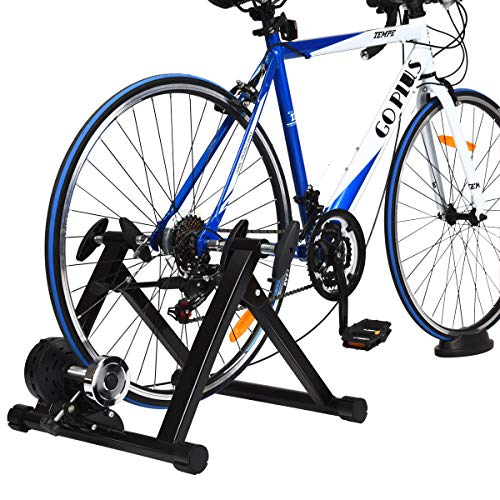 COSTWAY Bicicleta Estática de Acero con 8 Niveles de Resistencia Soporte Rodillo de Ciclismo Entrenamiento Sistema con Doble Cierre y Liberación Rápida Negro