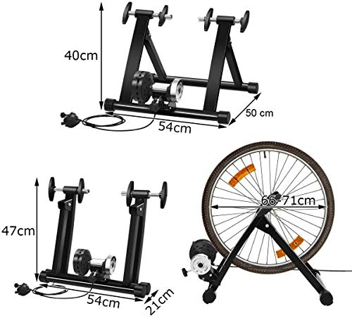 COSTWAY Bicicleta Estática de Acero con 8 Niveles de Resistencia Soporte Rodillo de Ciclismo Entrenamiento Sistema con Doble Cierre y Liberación Rápida Negro