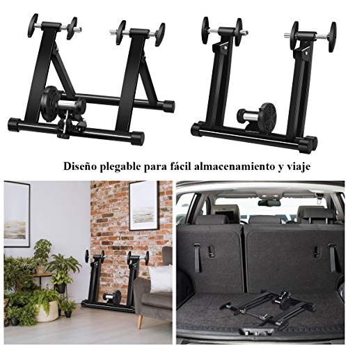 COSTWAY Bicicleta Estática de Acero con 8 Niveles de Resistencia Soporte Rodillo de Ciclismo Entrenamiento Sistema con Doble Cierre y Liberación Rápida Negro