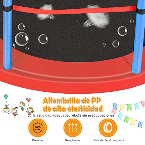 COSTWAY Cama Elastica Infantil Ø 109cm, Trampolines con Red de Seguridad y Almohadilla para Muelles para Niños de 3-6 Años, Redonda de Metal Carga estática 135kg (Azul)