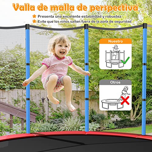 COSTWAY Cama Elastica Infantil Ø 109cm, Trampolines con Red de Seguridad y Almohadilla para Muelles para Niños de 3-6 Años, Redonda de Metal Carga estática 135kg (Azul)