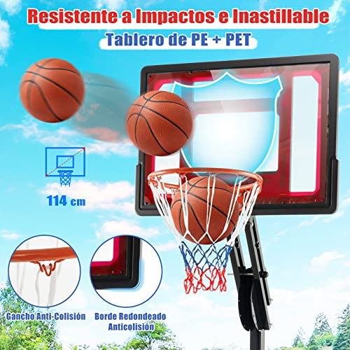 COSTWAY Canasta Baloncesto Exteior, Altura Ajustable de 10 Niveles, 1,55 a 3,1m, Móvil con Ruedas, Aro de Baloncesto con Bolsa de Peso Niños Adultos, Interior y Exterior