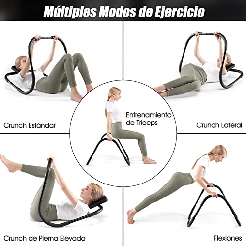 COSTWAY Entrenador de Fitness AB Trainer, Entrenador de Ejercicios de Fuerza Abdominales, Reposacabezas Acolchado (negro)