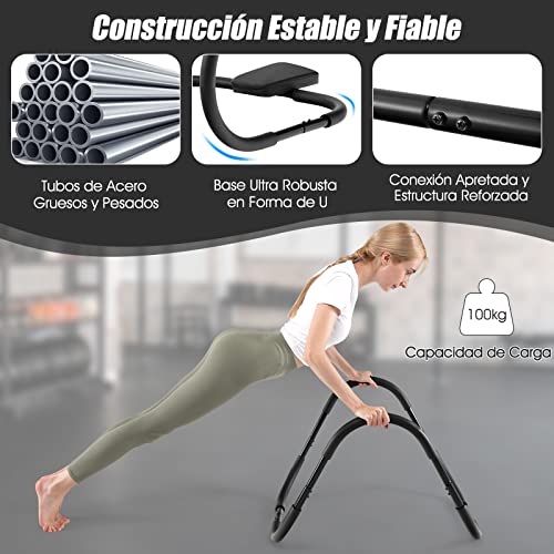 COSTWAY Entrenador de Fitness AB Trainer, Entrenador de Ejercicios de Fuerza Abdominales, Reposacabezas Acolchado (negro)